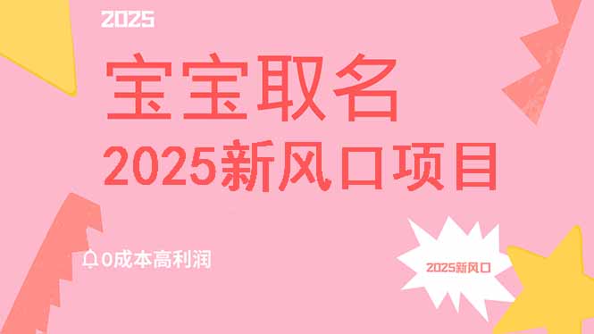2025新风口项目宝宝取名，0成本高利润，附保姆级教程，月入过万不是梦-鑫梵淘