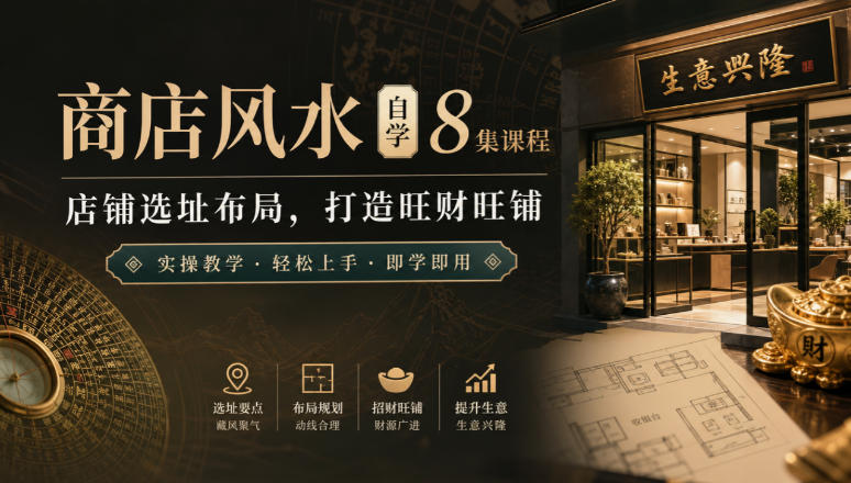 商店风水自学8集课程｜店铺选址布局，打造旺财旺铺实操教学-鑫梵淘
