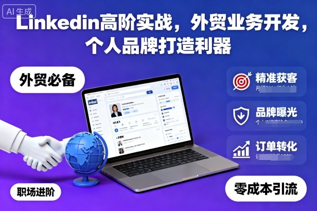 Linkedin高阶实战，外贸业务开发，个人品牌打造利器-鑫梵淘