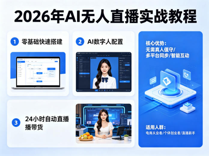 2026年AI无人直播实战教程，零基础也能快速搭建AI数字人无人直播间，实现24小时自动直播带货-鑫梵淘