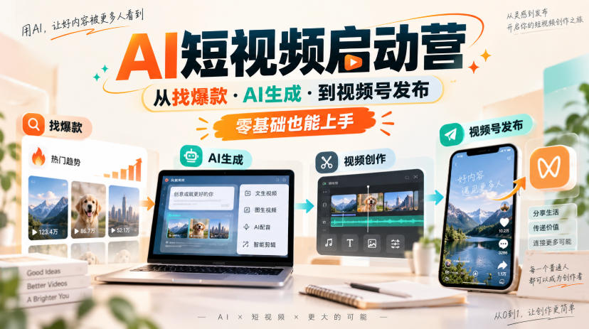AI短视频启动营，从找爆款·AI生成·到视频号发布，零基础也能上手-鑫梵淘