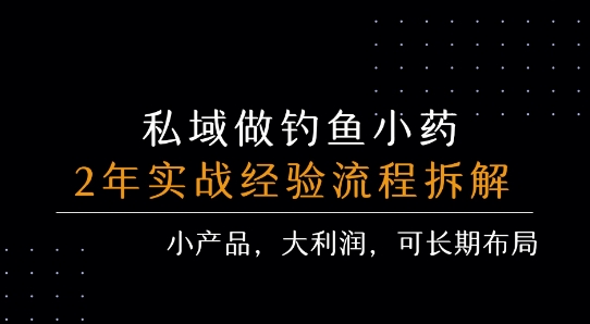 私域做钓鱼小药 每单利润3张+ 详细流程拆解-鑫梵淘