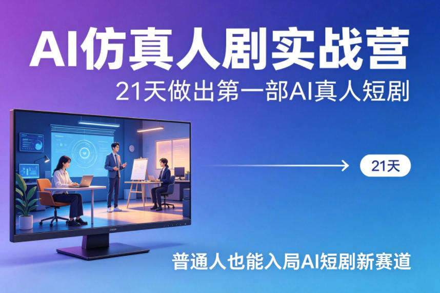 AI仿真人剧实战营，21天做出第一部AI真人短剧，普通人也能入局AI短剧新赛道-鑫梵淘