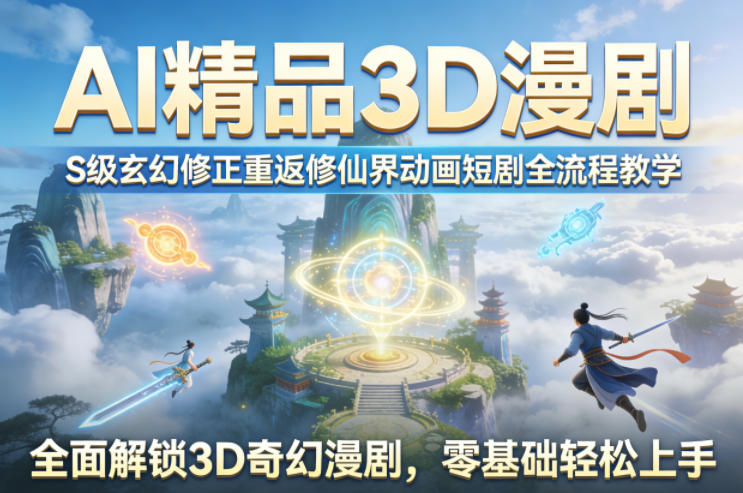 AI精品3D漫剧S级玄幻修正重返修仙界动画短剧全流程教学，全面解锁3D奇幻漫剧，零基础轻松上手-鑫梵淘