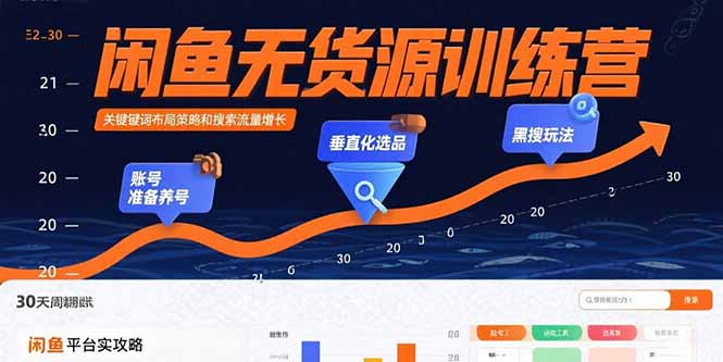 闲鱼无货源训练营：账号准备养号/垂直化选品/黑搜玩法，0基础30天盈利指南-鑫梵淘