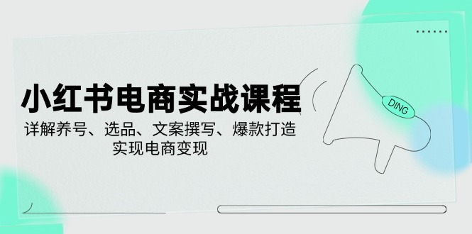 （14549期）小红书电商实战课程，详解养号、选品、文案撰写、爆款打造，实现电商变现-鑫梵淘