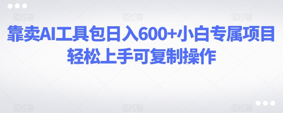 靠卖AI工具包日入600+小白专属项目轻松上手可复制操作-鑫梵淘