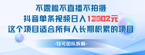 不露脸不直播不拍摄抖音单条视频日入1k+这个项目适合所有人长期积累的项目-鑫梵淘