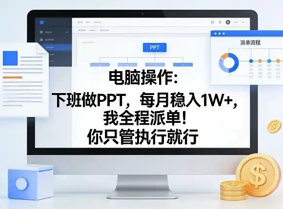 电脑操作：下班做PPT，每月稳入1W+，我全程派单！你只管执行就行【揭秘】-鑫梵淘