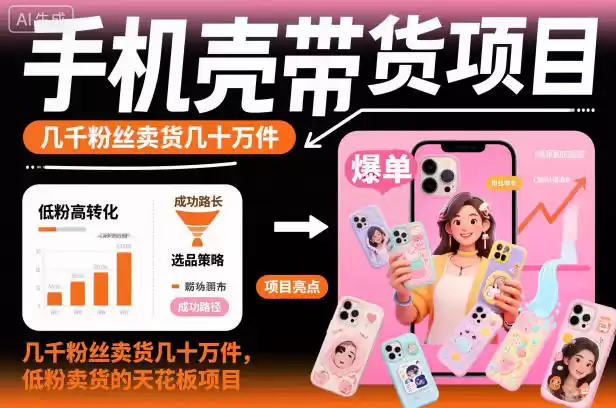 手机壳带货项目，几千粉丝卖货几十万件，短视频低粉卖货的天花板项目-鑫梵淘