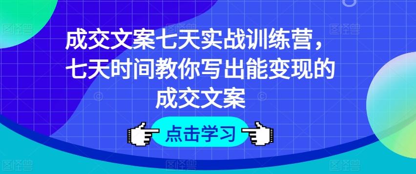 成交文案七天实战训练营，七天时间教你写出能变现的成交文案-鑫梵淘
