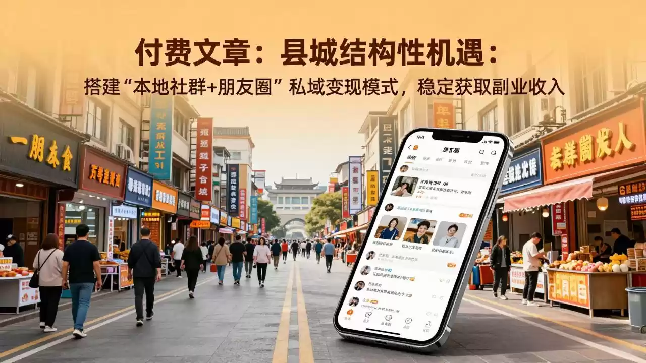 付费文章：县城结构性机遇：搭建“本地社群+朋友圈”私域变现模式，稳定获取副业收入-鑫梵淘