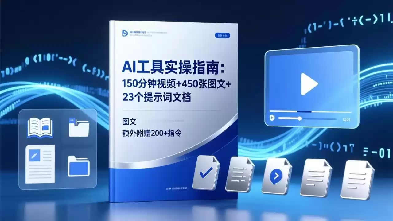 AI工具实操指南：150分钟视频+450张图文+23个提示词文档，额外附赠200+指令-鑫梵淘