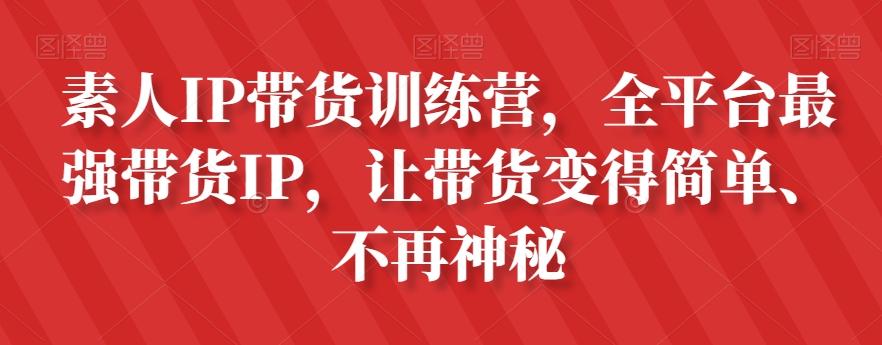 素人IP带货训练营，全平台最强带货IP，让带货变得简单、不再神秘-鑫梵淘
