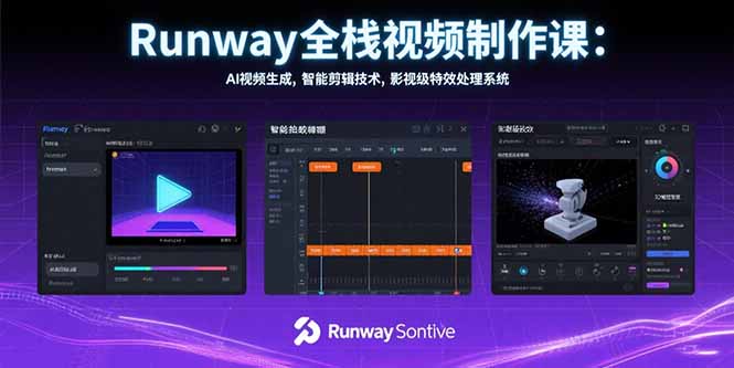 Runway全栈视频制作课：AI视频生成，智能剪辑技术，影视级特效处理系统-鑫梵淘