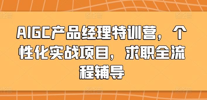 AIGC产品经理特训营，个性化实战项目，求职全流程辅导-鑫梵淘