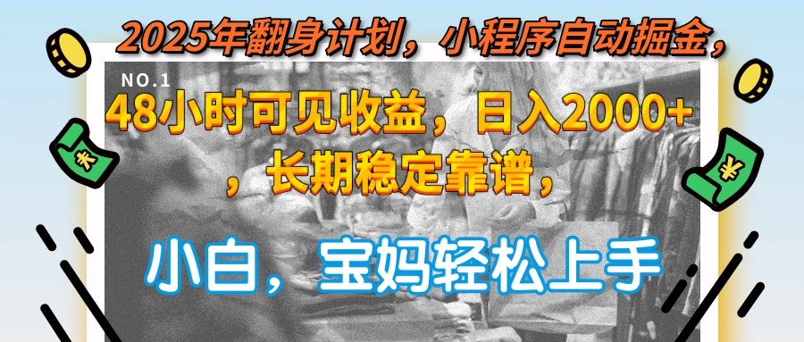 2025年翻身计划，小程序自动掘金48小时可见收益，日入2000+，长期稳定…-鑫梵淘