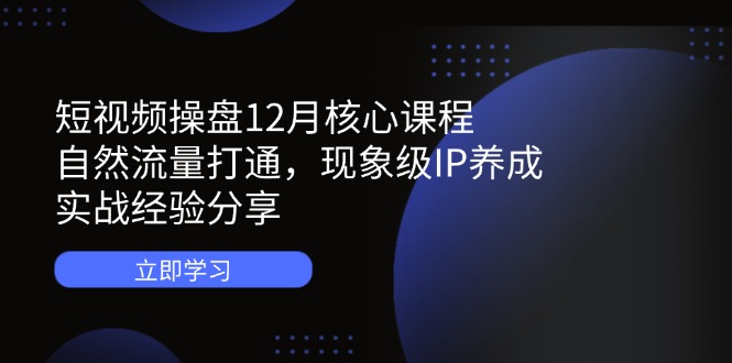 短视频操盘12月核心课程：自然流量打通，现象级IP养成，实战经验分享-鑫梵淘