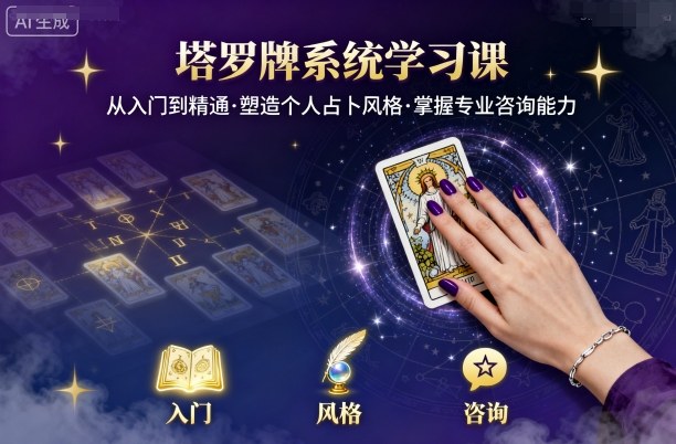 塔罗牌系统学习课，助你从入门到精通，塑造个人占卜风格，掌握专业咨询能力-鑫梵淘