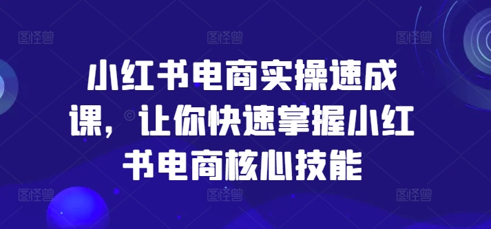 小红书电商实操速成课，让你快速掌握小红书电商核心技能-鑫梵淘