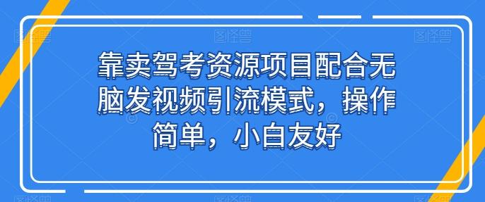 靠卖驾考资源项目配合无脑发视频引流模式，操作简单，小白友好【揭秘】-鑫梵淘