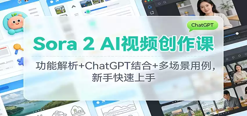 Sora 2 AI视频创作课：功能解析+ChatGPT结合+多场景用例，新手快速上手-鑫梵淘