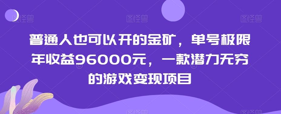 普通人也可以开的金矿，单号极限年收益96000元，一款潜力无穷的游戏变现项目【揭秘】-鑫梵淘