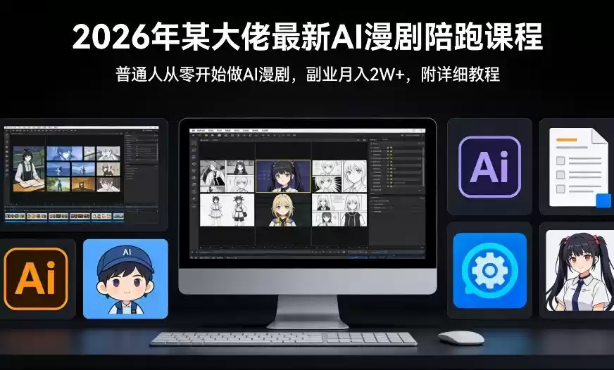 26年某大佬最新Ai漫剧陪跑课程，普通人从零开始做AI漫剧，副业月入2W+-鑫梵淘