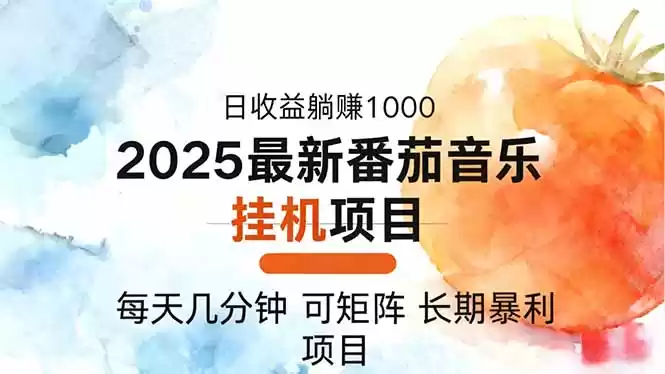 2025年最新番茄音乐人挂机项目，每天几分钟，月入1000＋，可矩阵，一台…-鑫梵淘