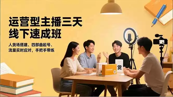 运营型主播三天线下班，人货场搭建,四部曲起号,流量实时应对，手把手带练-鑫梵淘