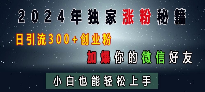 2024年独家涨粉秘籍，日引流300+创业粉，加爆你的微信好友，小白也能轻松上手-鑫梵淘