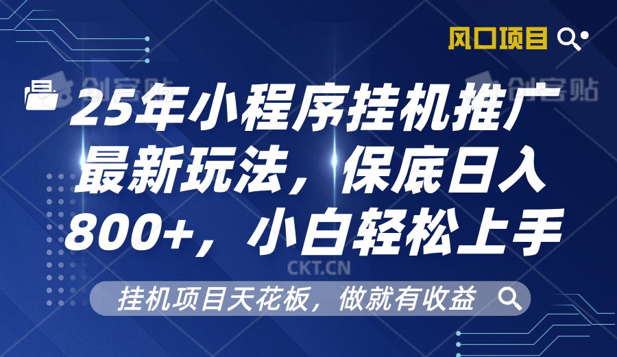 2025年小程序挂机推广最新玩法，保底日入800+，小白轻松上手-鑫梵淘