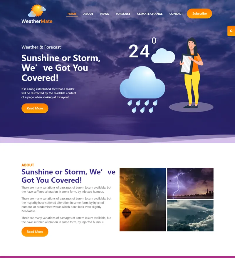 HTML响应式天气预报网站源码-鑫梵淘