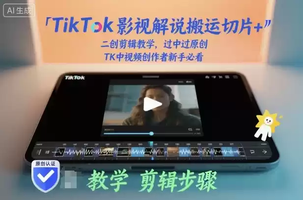 TikTok影视解说搬运切片+二创剪辑教学，过中过原创，TK中视频创作者新手必看-鑫梵淘