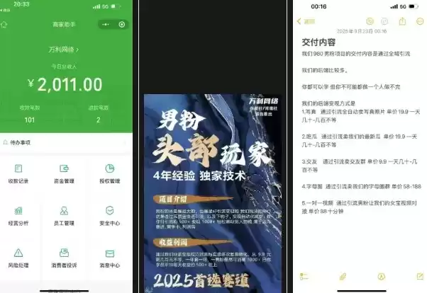 外面收费980全新男粉变现项目，竞争小，利润高，多种方式变现，独家技术