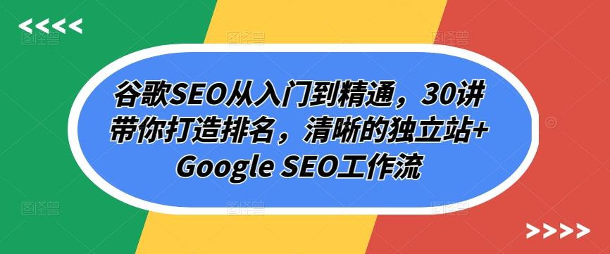 谷歌SEO从入门到精通，30讲带你打造排名，清晰的独立站+Google SEO工作流-鑫梵淘