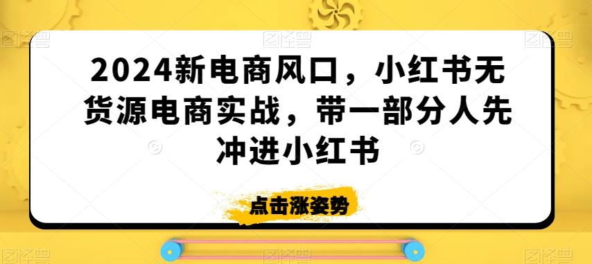 2024新电商风口，小红书无货源电商实战，带一部分人先冲进小红书-鑫梵淘