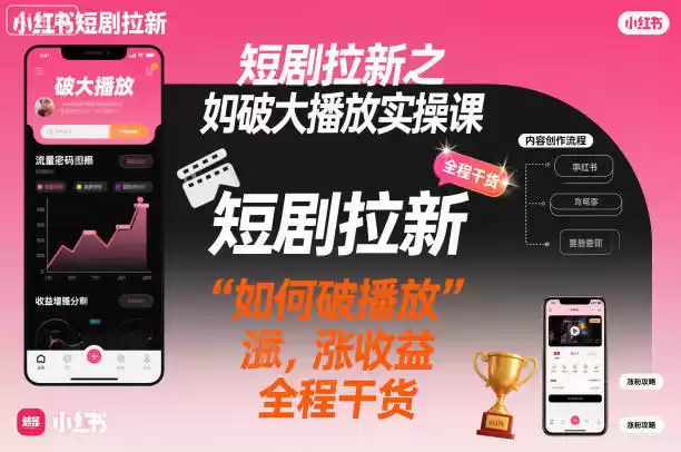 短剧拉新之小红书如何破大播放实操课，如何破播放，涨收益，全程干货-鑫梵淘