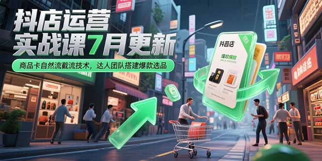 抖店运营实战课7月更新，商品卡自然流截流技术，达人团队搭建爆款选品-鑫梵淘