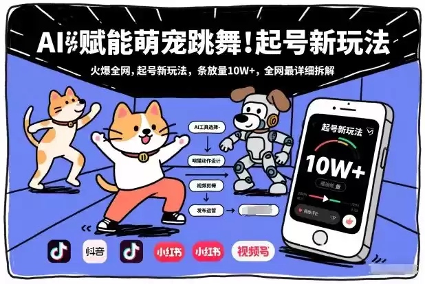 AI赋能萌宠跳舞，火爆全网，起号新玩法，条条播放量10W+，全网最详细拆解-鑫梵淘
