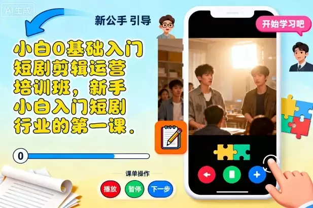 小白0基础入门短剧剪辑运营培训班，新手小白入门短剧行业的第一课-鑫梵淘