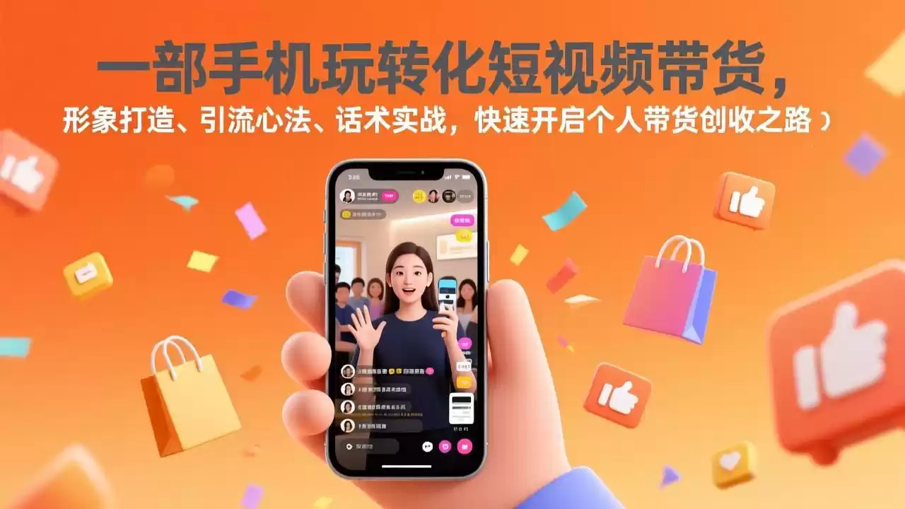 一部手机玩转化短视频带货，形象打造、引流心法、话术实战，快速开启个人带货创收之路-鑫梵淘