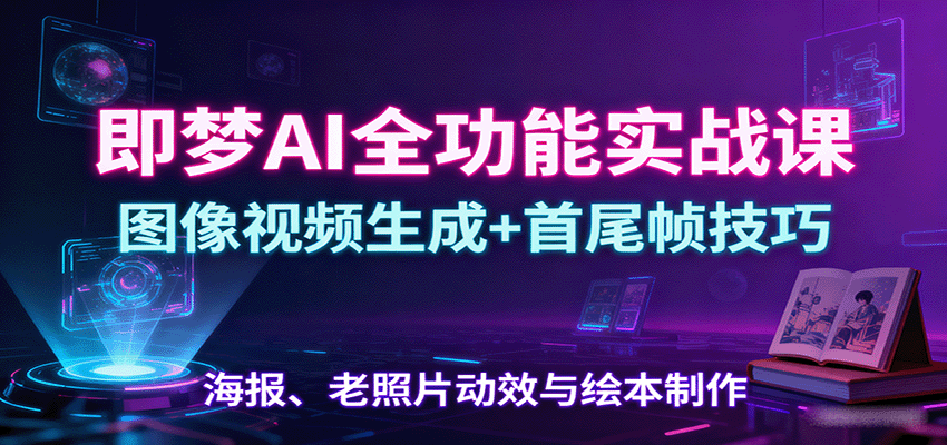 即梦AI全功能实战课：图像视频生成+首尾帧技巧，海报、老照片动效与绘本制作-鑫梵淘