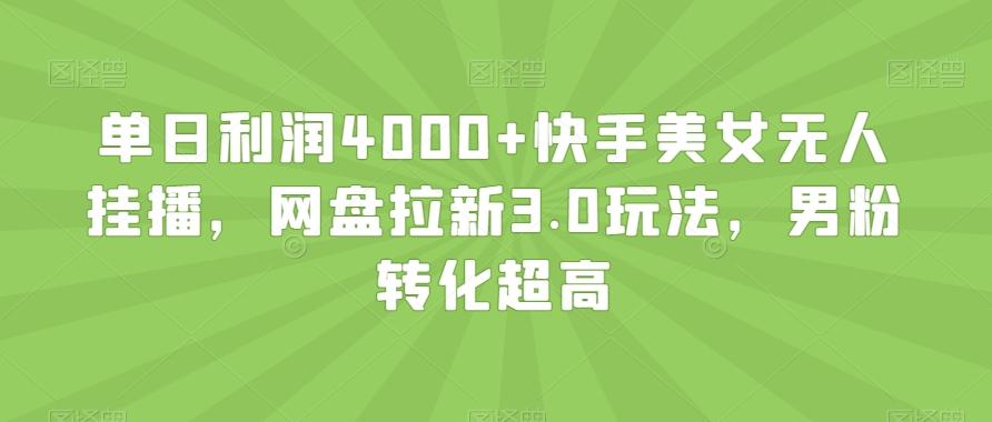 单日利润4000+快手美女无人挂播，网盘拉新3.0玩法，男粉转化超高【揭秘】-鑫梵淘