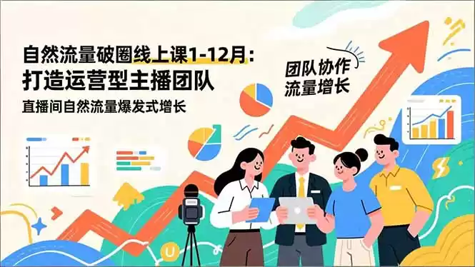 自然流量破圈线上课1-12月：打造运营型主播团队 直播间自然流量爆发式增长-鑫梵淘