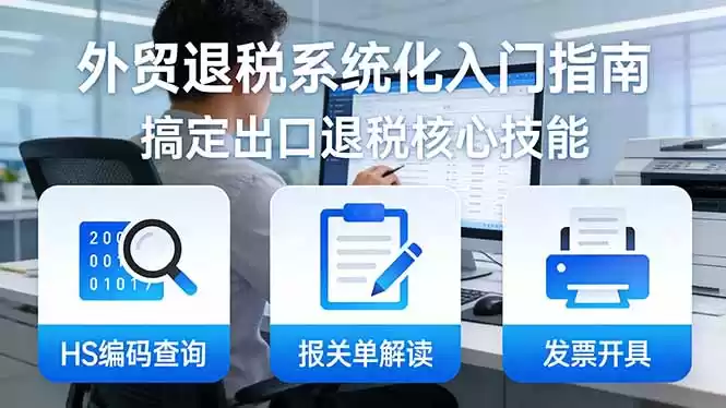 外贸退税系统化入门指南：HS编码查询+报关单解读+发票开具，一套课程搞定出口退税核心技能-鑫梵淘