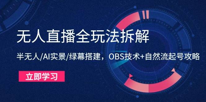 （14684期）无人直播全玩法拆解：半无人/AI实景/绿幕搭建，OBS技术+自然流起号攻略-鑫梵淘
