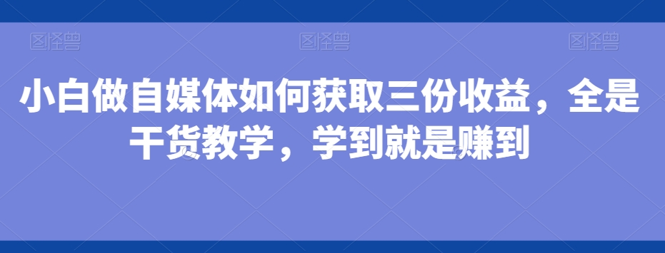 小白做自媒体如何获取三份收益，全是干货教学，学到就是赚到-鑫梵淘