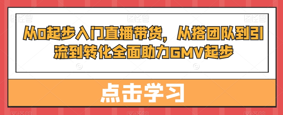 从0起步入门直播带货，​从搭团队到引流到转化全面助力GMV起步-鑫梵淘