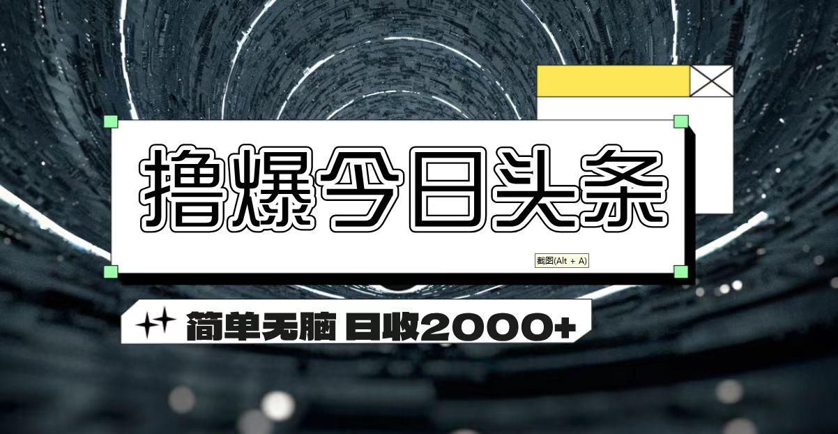 撸爆今日头条 简单无脑操作 日收2000+-鑫梵淘